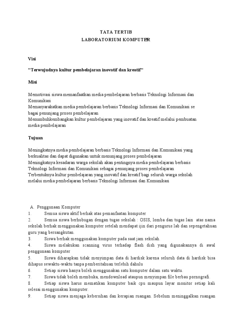 Tata Tertib Lab Komputer PDF