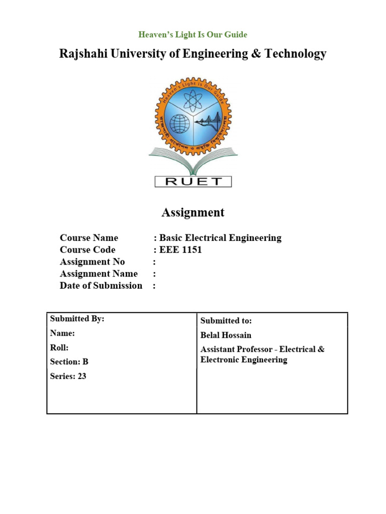 EEE Assignment Cover | PDF
