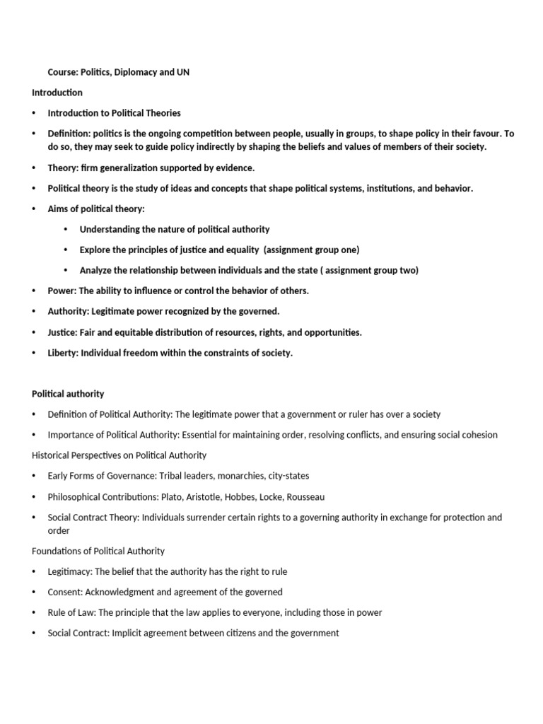 Understanding Political Authority and Ideologies | PDF | Diplomacy ...