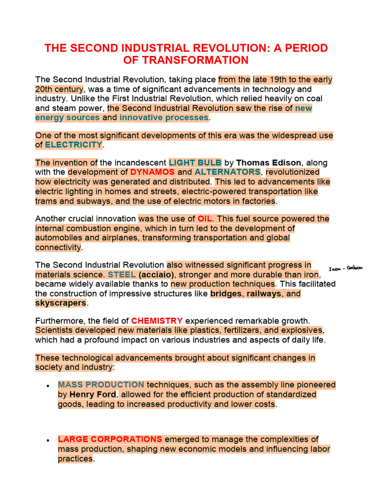 THE SECOND INDUSTRIAL REVOLUTION | PDF | Industrial Revolution | Mass ...