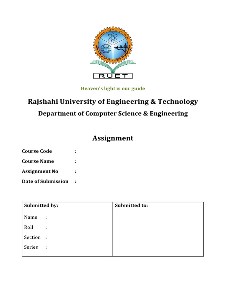 CSE Assignment Cover Page | PDF