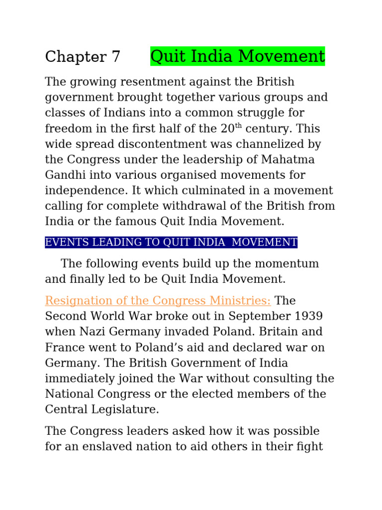 Quit India Movement Unveiled | PDF | British Raj | Muhammad Ali Jinnah