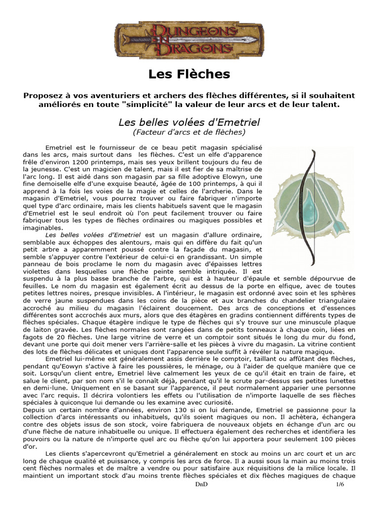Flèches Magiques et Spéciales d'Emetriel | PDF | Flèche | Arc et flèches