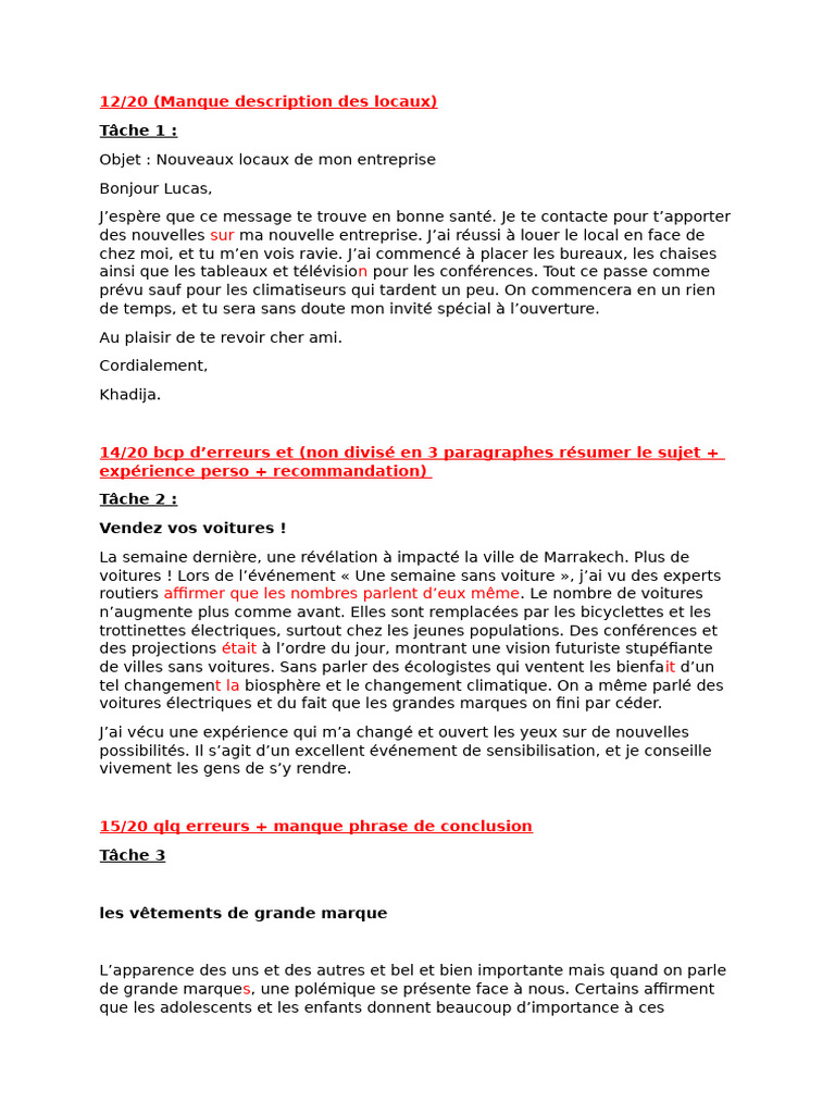 Expression écrite TCF Canada corrigée | PDF