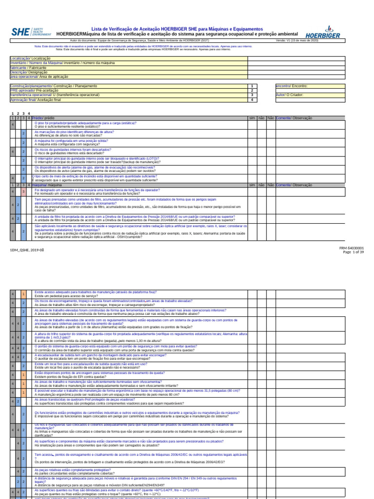 Lista de Verificação de Segurança HOERBIGER | PDF | Laser | Ótica