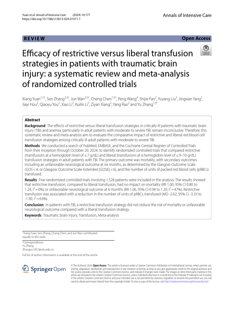 s13613-024-01411-1 | PDF | Traumatic Brain Injury | Meta Analysis