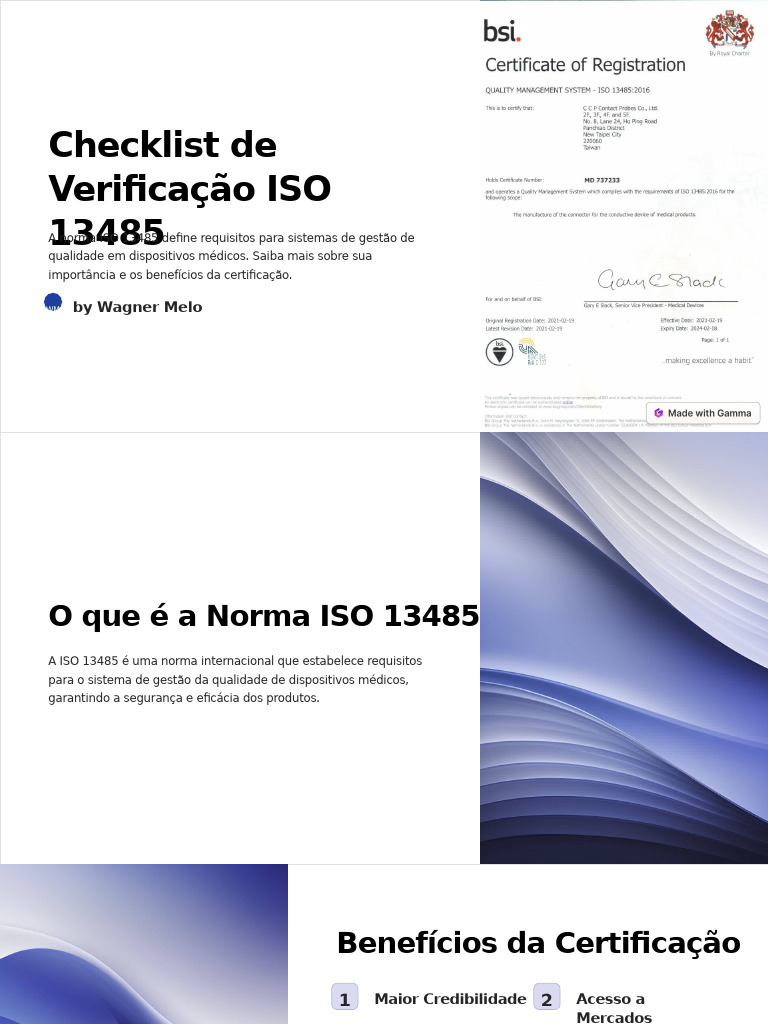 Checklist para Certificação ISO 13485 | PDF | Gestão de qualidade ...