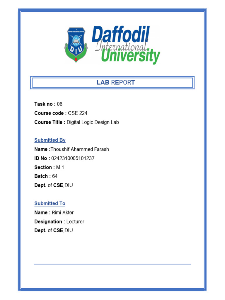 DLD Lab 6 | PDF