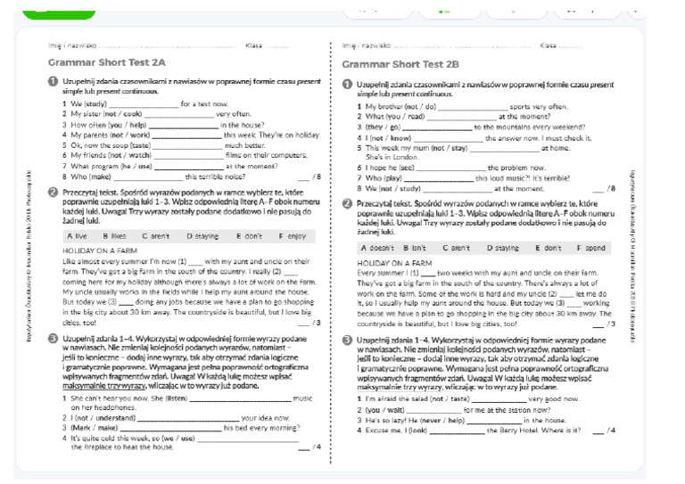 Sprawdzian Z Angielskiego Klasa 6 Unit 3 Pdf