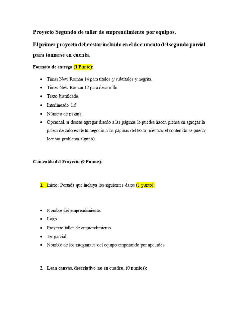 Proyecto Segundo Parcial Taller de Emprendimiento | PDF | Business ...