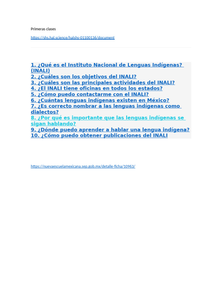 Guía sobre el INALI y lenguas indígenas | PDF