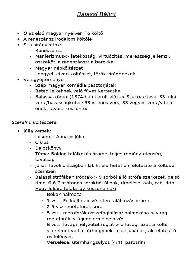 Balassi | PDF