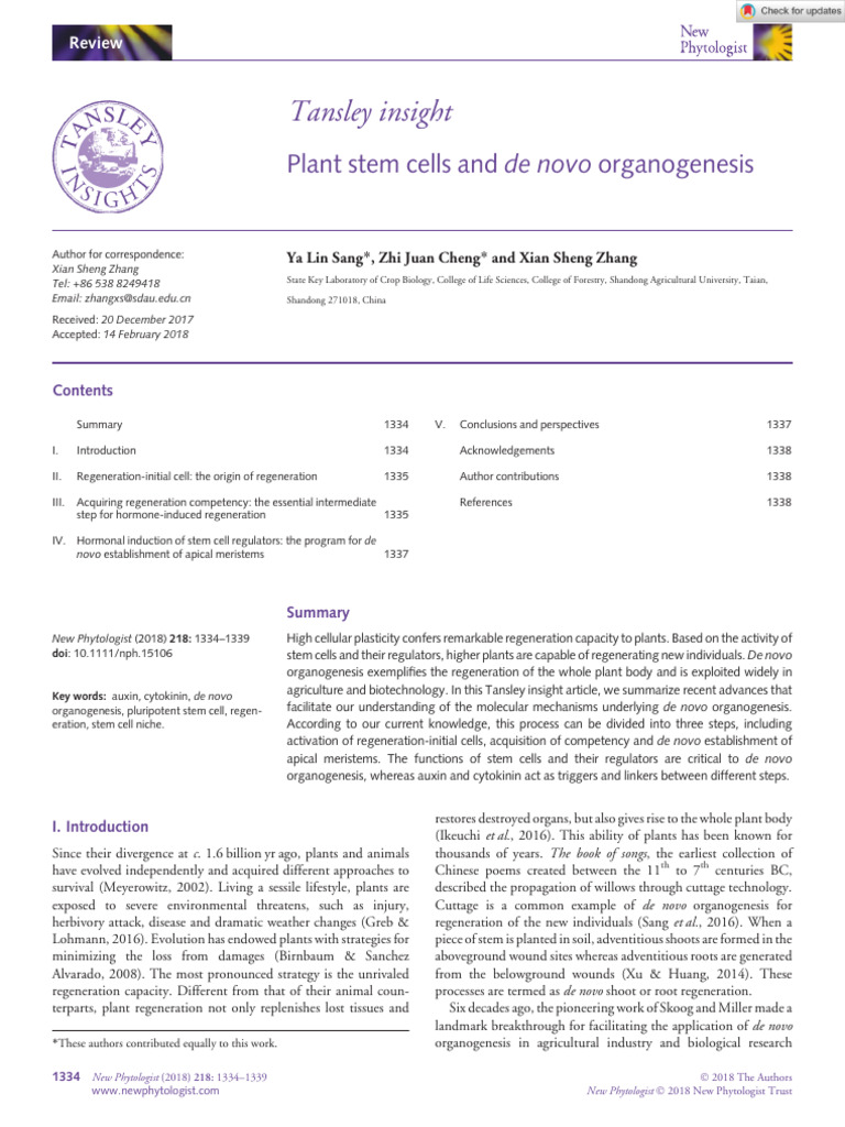 Plant Stem Cells and Organogenesis Insights | PDF | Auxin | Root