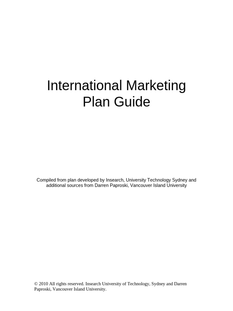 International Marketing Plan Guide | PDF | Swot Analysis | Marketing