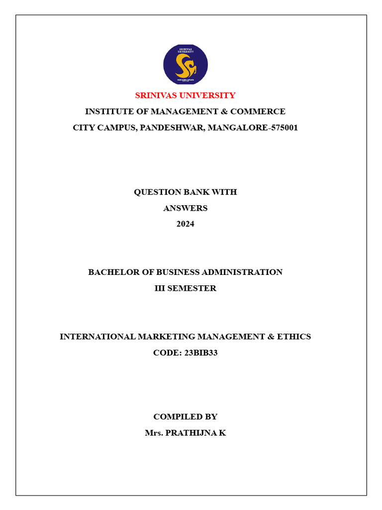 International Marketing Management Q&A 2024 | PDF | Supply Chain ...