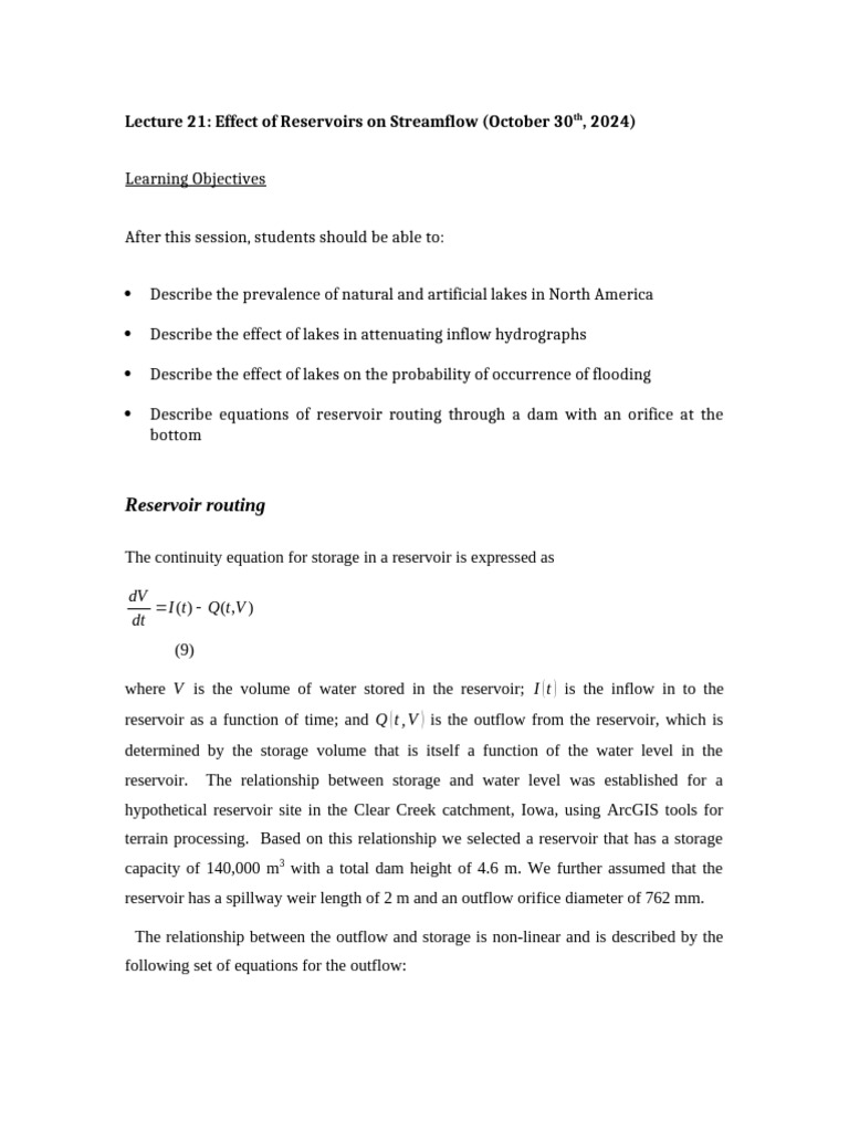 Reservoir Impact on Streamflow Dynamics | PDF | Discharge (Hydrology ...