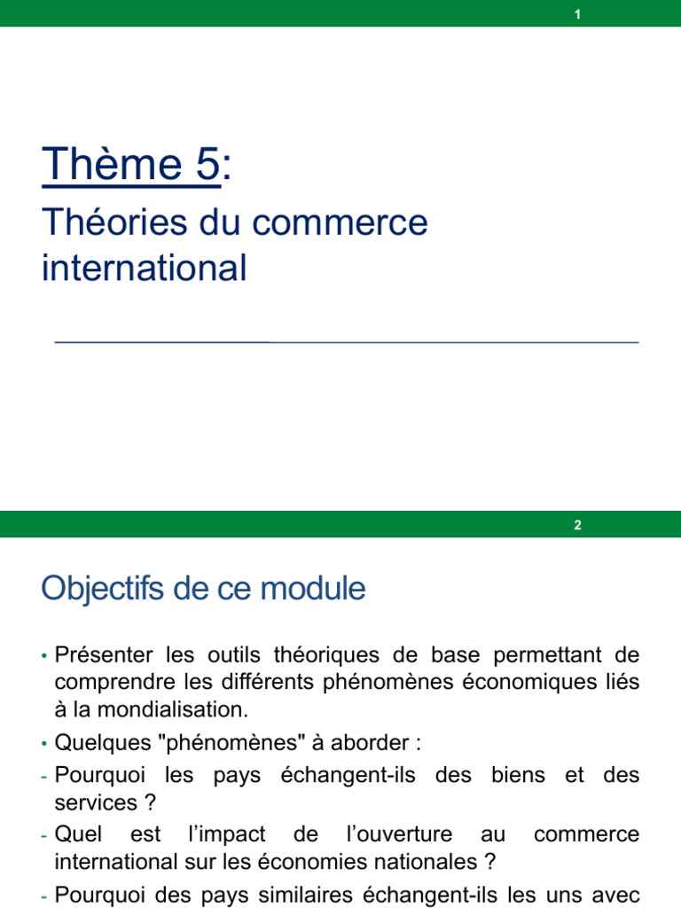 Théories du commerce international | PDF | Avantage comparatif ...