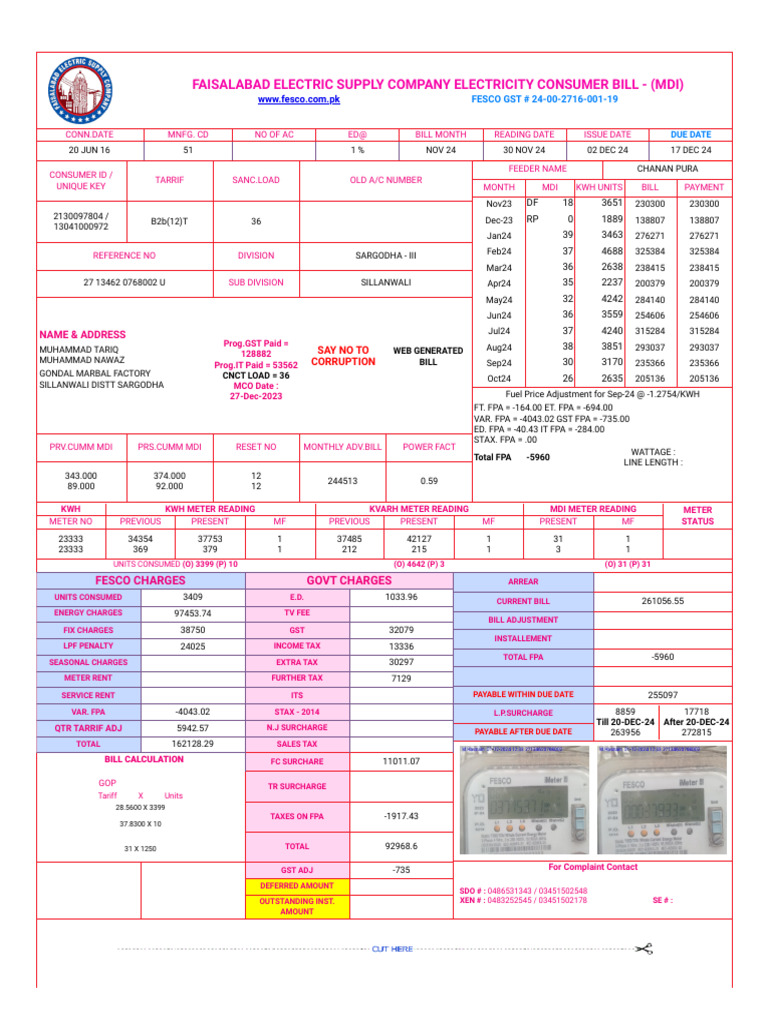 Fesco Online Bill (7) | PDF | Public Finance | Services (Economics)