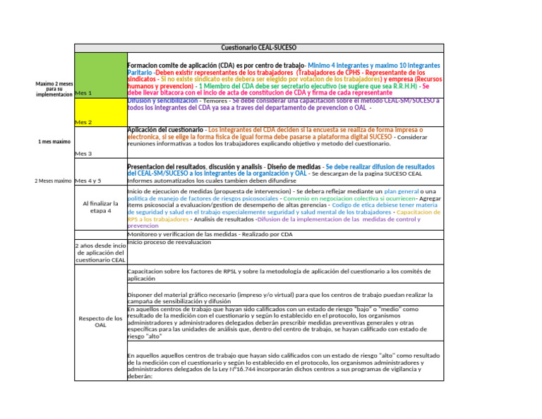 Cuestionario CEAL-SUCESO: Proceso y Medidas | PDF