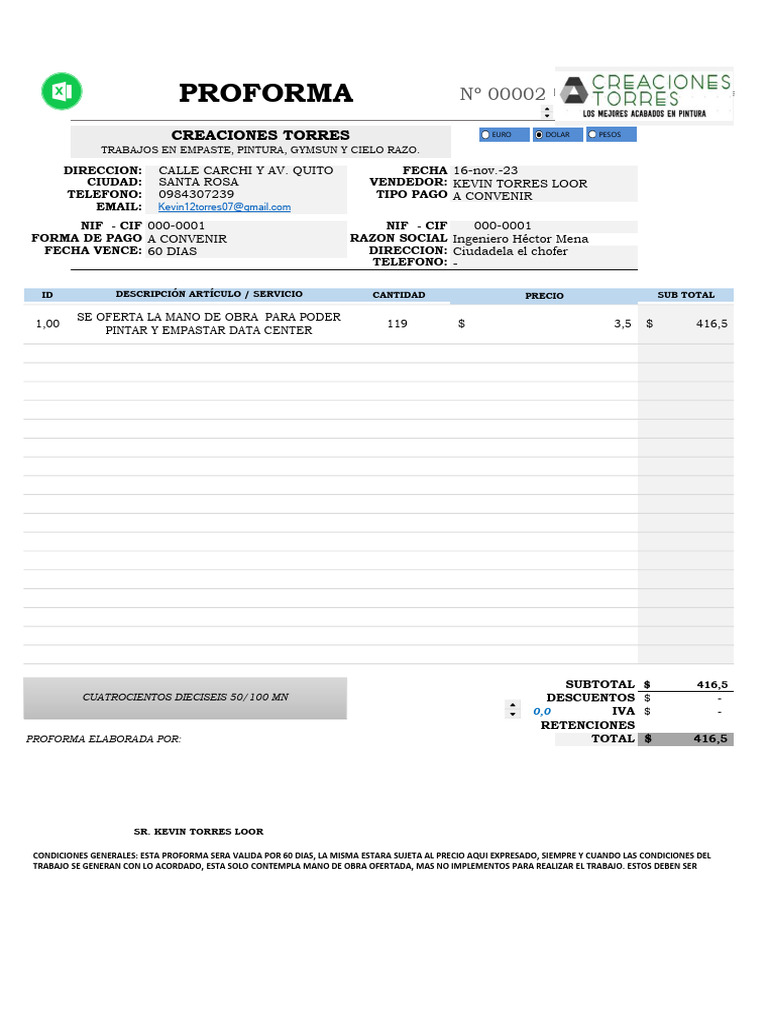 Proforma 002 | PDF