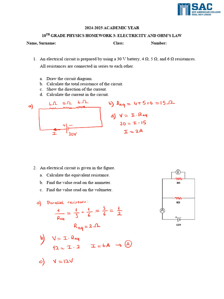 TERM 1-HW 4 Answer Key | PDF | Electrical Resistance And Conductance ...