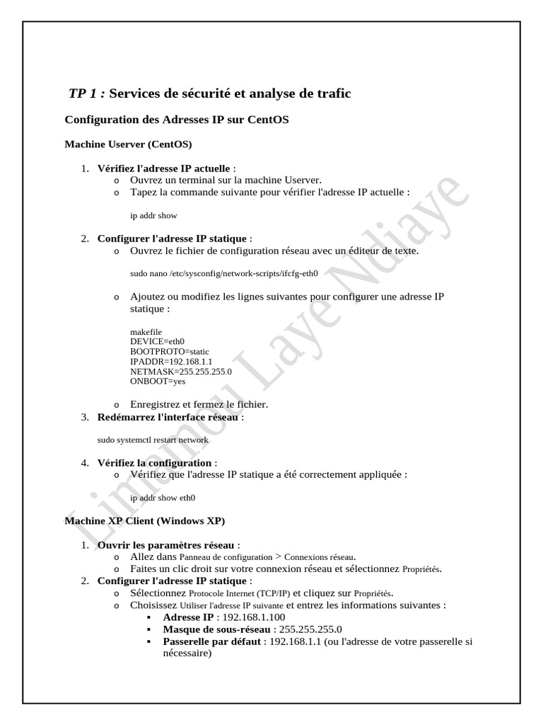 Configuration IP et services sur CentOS | PDF | Protocole de transfer ...