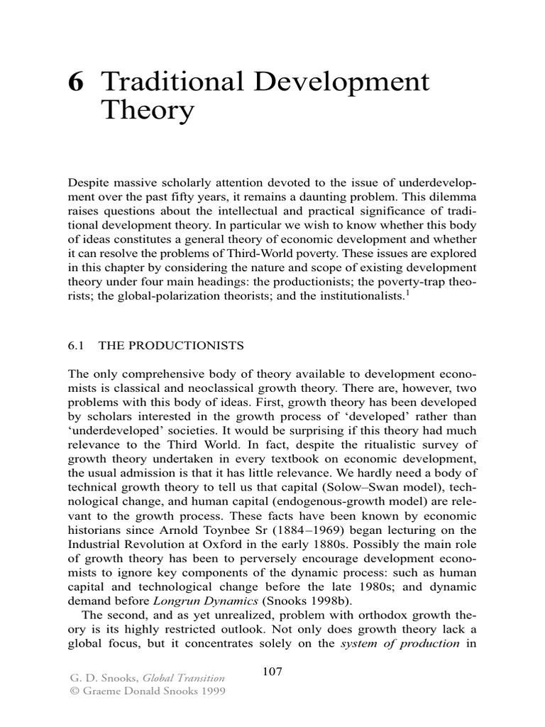 Critique of Traditional Development Theory | PDF | Economic Growth ...