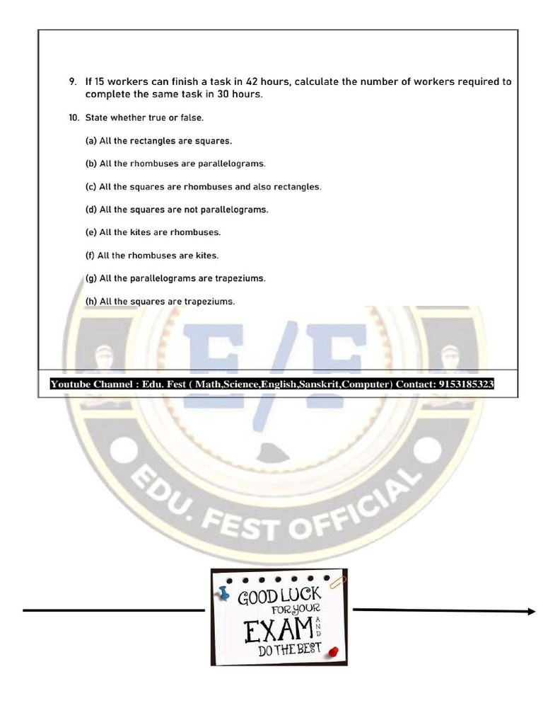 9 Edu. Fest Exam File | PDF