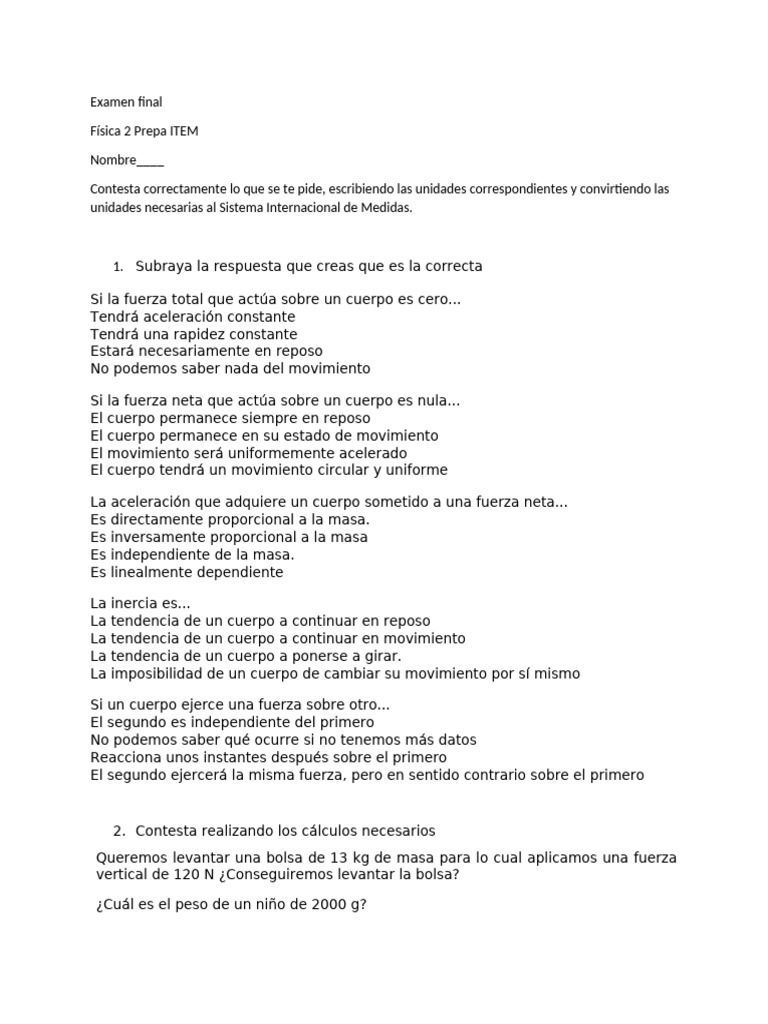 Fisica 2 item pdf fuerza masa