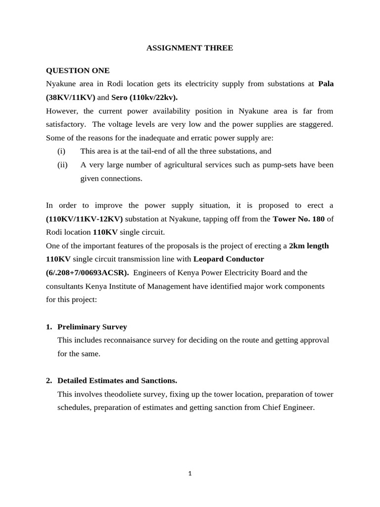 ASSIGNMENT THREE | PDF | Electrical Substation | Electric Power ...