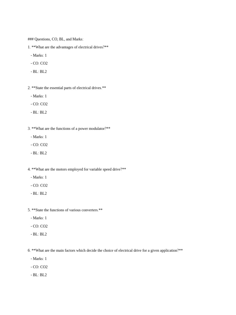 Electrical Drives: Key Concepts and Questions | PDF | Electric Motor ...