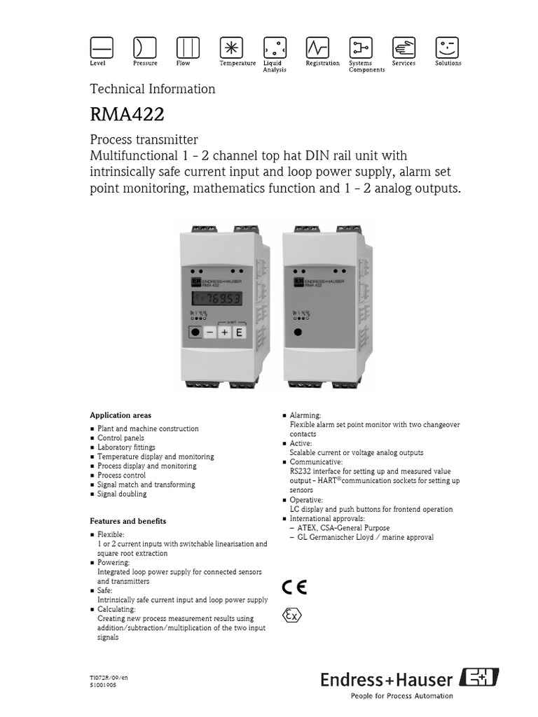 RMA422 Process Transmitter Overview | PDF | Power Supply | Electrical ...