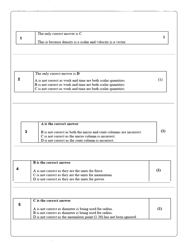 Physics A.S. Edexcel Exam Answers | PDF | Acceleration | Motion (Physics)