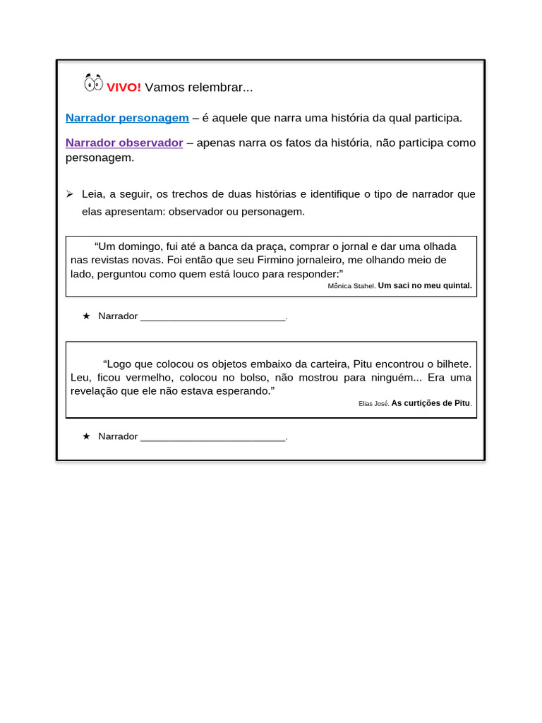 Tipos de Narrador em Histórias | PDF
