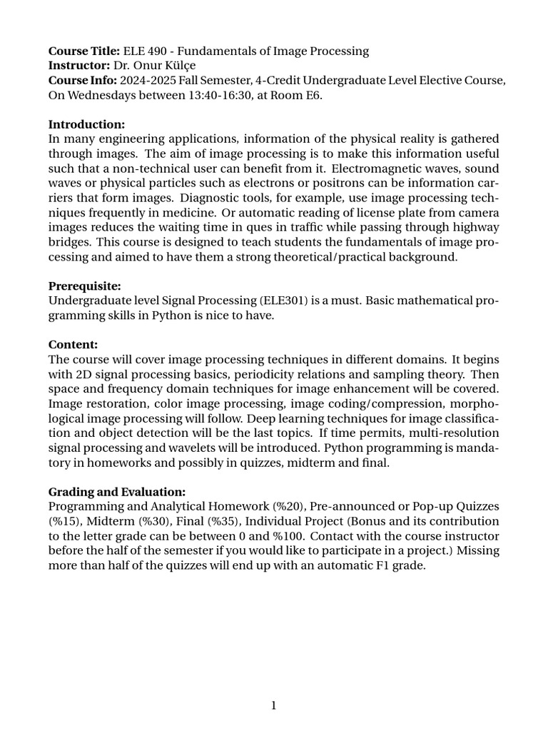 Image Processing Fundamentals Course | PDF | Theory | Image