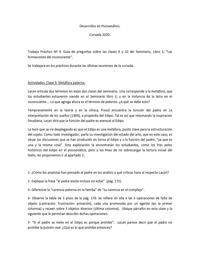 Metáfora Paterna y Edipo en Lacan | PDF | Jacques Lacan | Complejo de Edipo