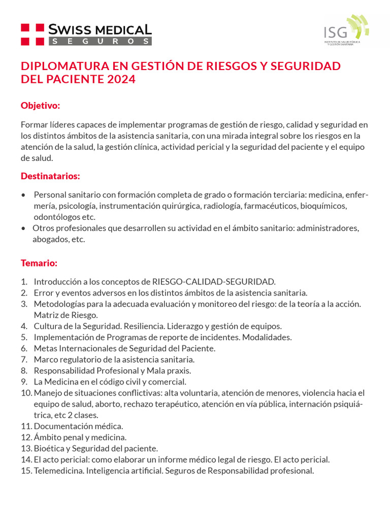Gestion de Riesgos y Seguridad Del Paciente en La Asistencia Sanitaria ...