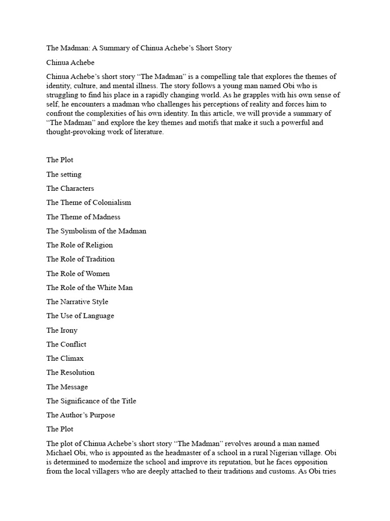 The Madman | PDF | Insanity | Narrative