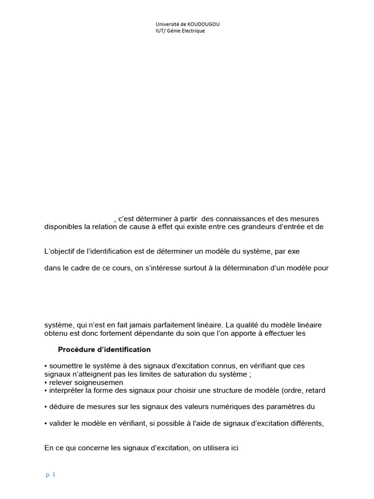Identification des systèmes dynamiques | PDF | Régulation