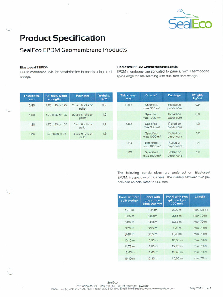 Datablad Elastoseal EPDM Bad. 1 Side.12022018 | PDF