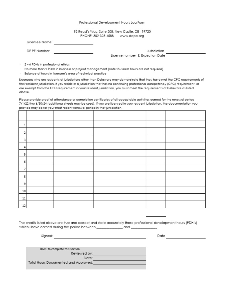 PDHLogForm2022 24 2 | PDF