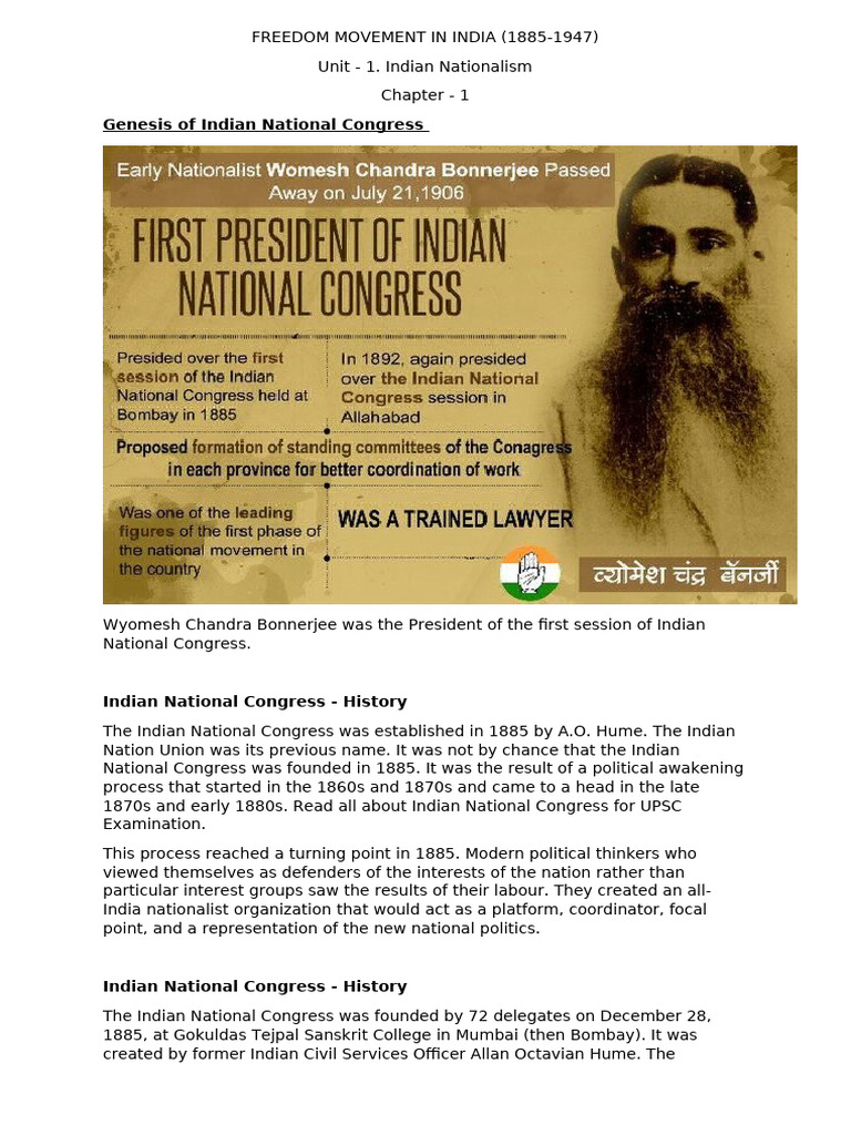 FREEDOM MOVEMENT IN INDIA - Unit 1 | PDF | Indian Nationalism | Indian ...