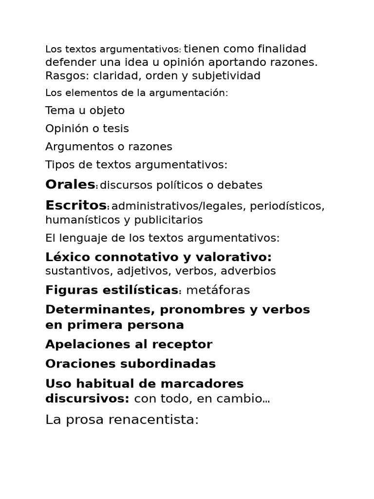 Estructuras y Tipos de Textos Argumentativos | PDF | Novelas | Prosa