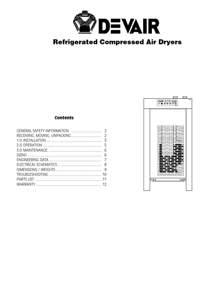 Refrigerated Air Dryer Instruction Manual | PDF | Valve | Clothes Dryer