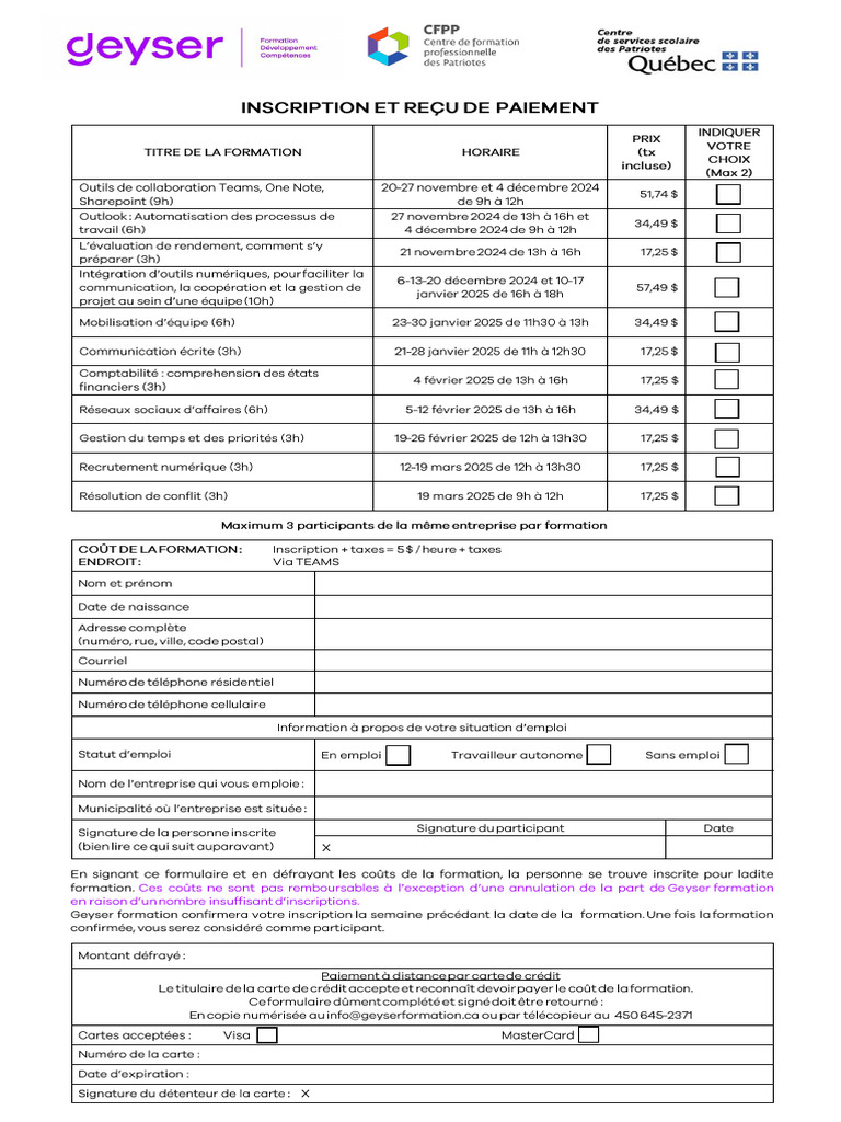 Formulaire Dinscription | PDF
