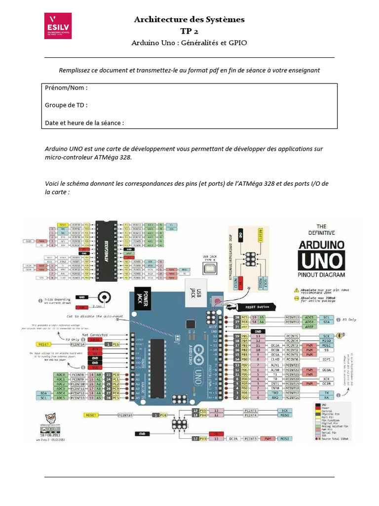 Architecture et GPIO de l'Arduino Uno | PDF | Arduino | Compilateur