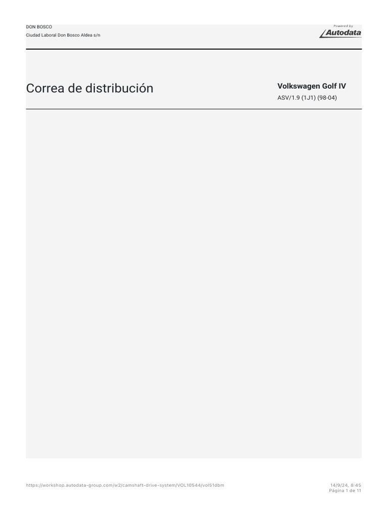Intervalos de Sustitución Correa Golf IV | PDF | Engranaje | Tornillo