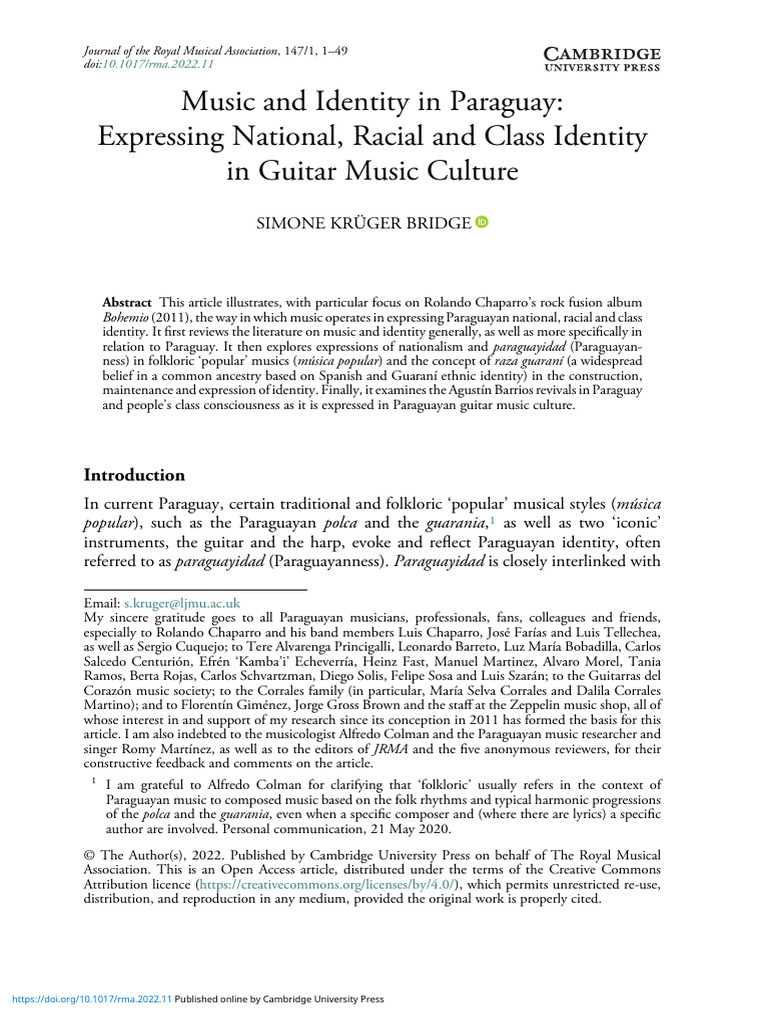 Music and Identity in Paraguay Expressin | PDF | Sociology | Identity ...