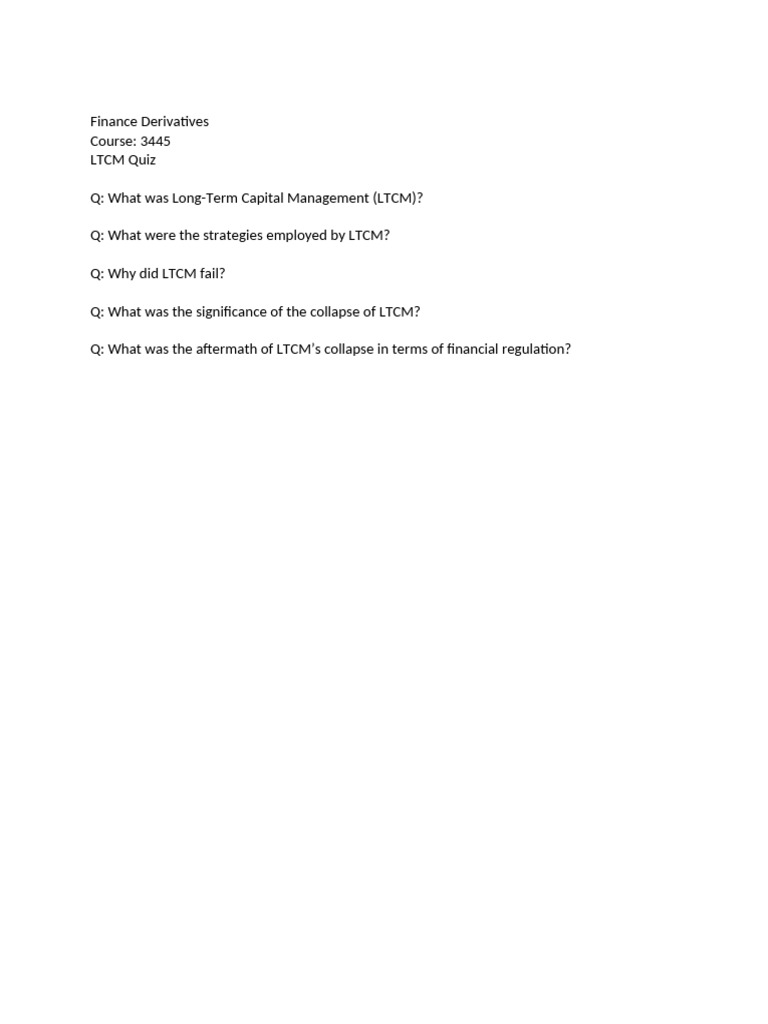LTCM: Strategies, Failure, and Impact | PDF