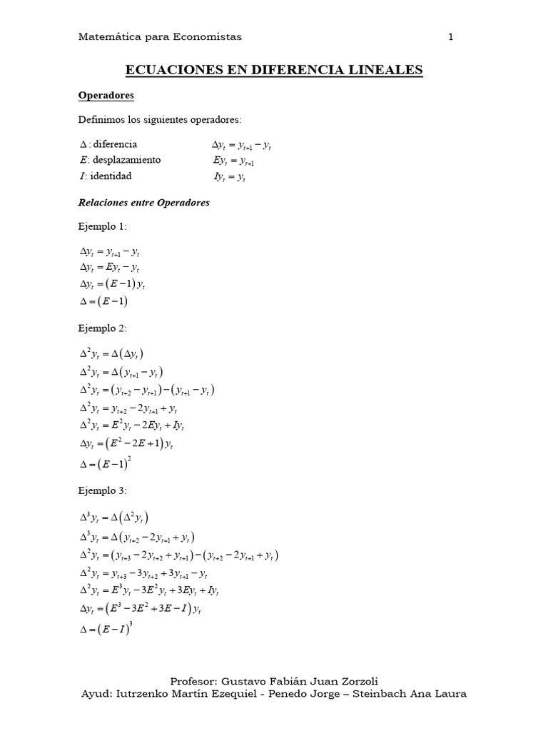 Ecuaciones en Diferencia para Economistas | PDF | Conceptos matemáticos ...